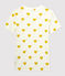 Camiseta de cuello redondo con corazones de algodón de mujer blanco MARSHMALLOW/amarillo OCRE