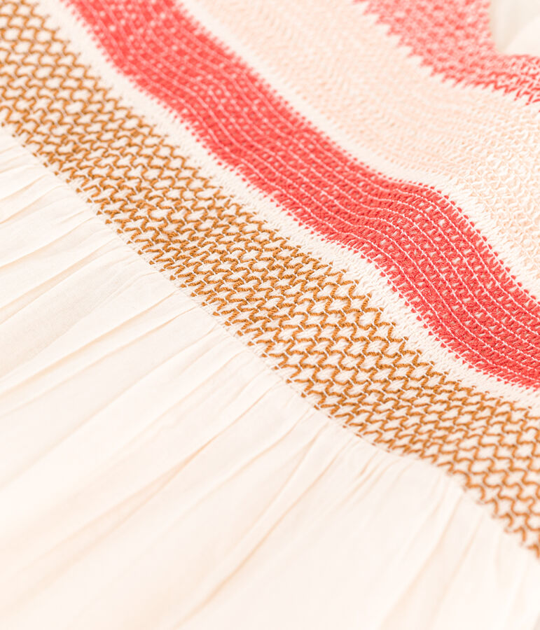 Vestido de manga corta con fruncidos para beb&eacute; crudo/multicolor