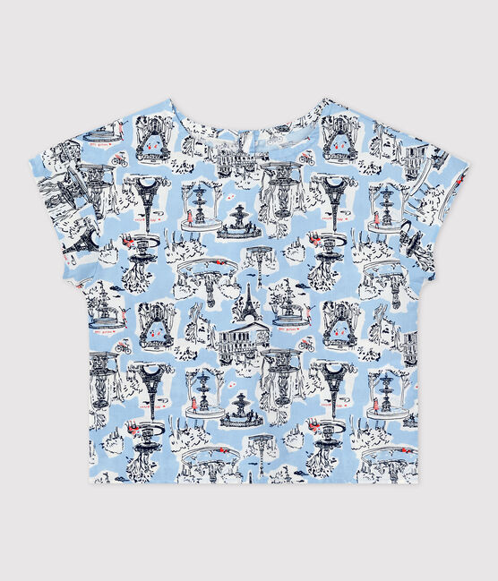 Blusa de manga corta estampada para niña blanco MARSHMALLOW/blanco MULTICO