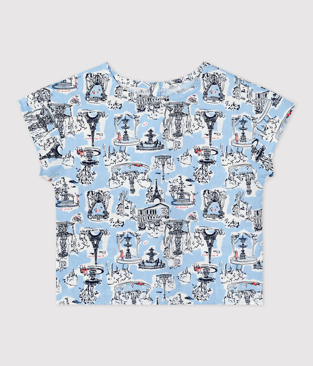Blusa de manga corta estampada para ni&ntilde;a blanco/multicolor