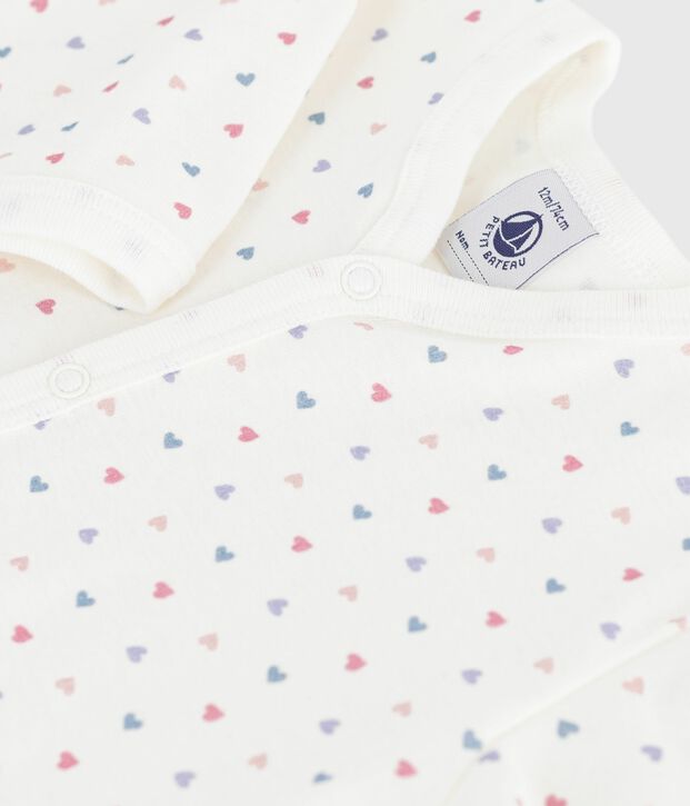 Pijama sin pies de algod&oacute;n estampado para beb&eacute; blanco/azul