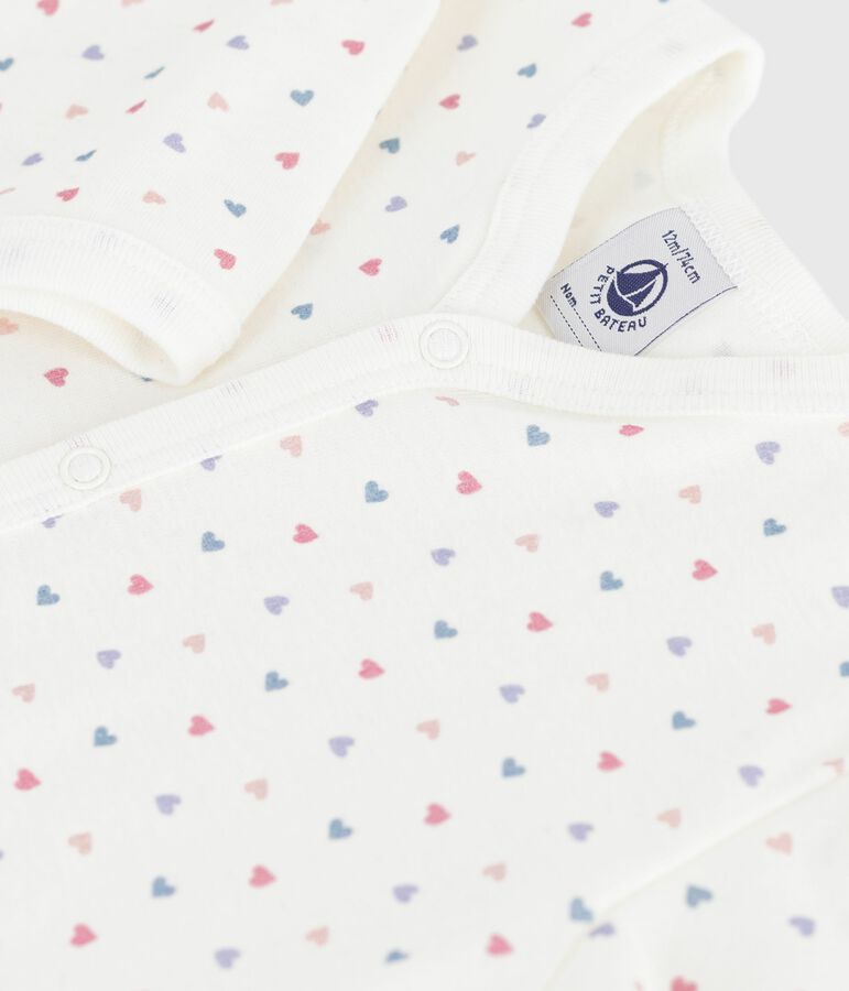 Pijama sin pies de algod&oacute;n estampado para beb&eacute; blanco/azul