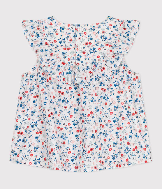 Blusa de algodón sin mangas con estampado de flores para bebé blanco MARSHMALLOW/blanco MULTICO