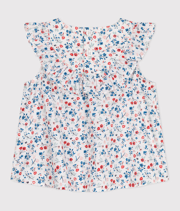 Blusa de algod&oacute;n sin mangas con estampado de flores para beb&eacute; blanco/multicolor