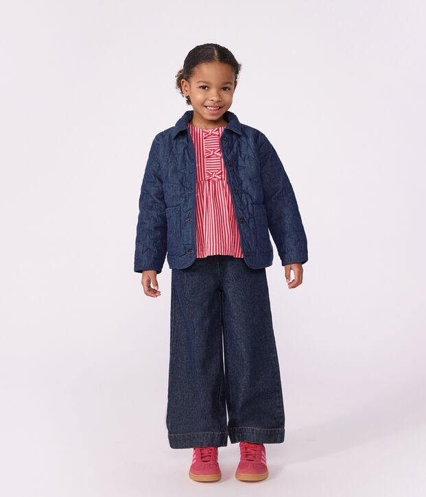 Chaqueta infantil denim lisa con estampado de estrellas azul