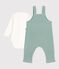 Conjunto de peto y body bordado de algodón para recién nacido verde PAUL