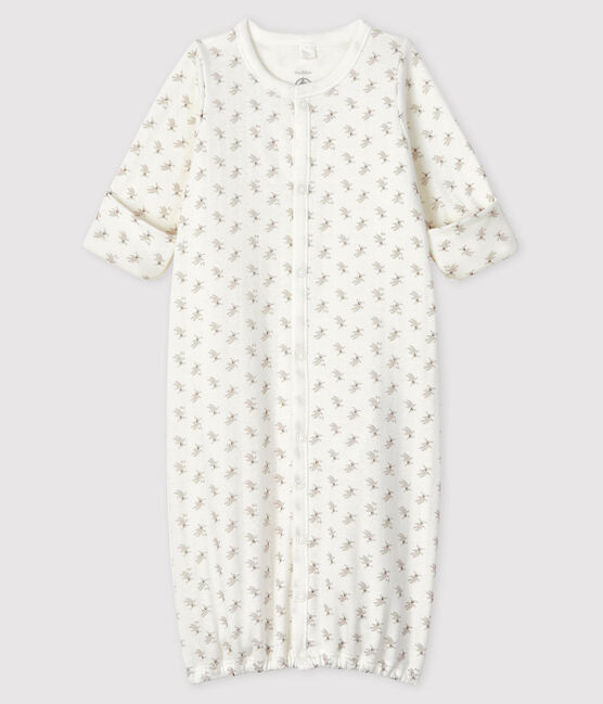 Mono estampado con conejitos de algodón ecológico para bebé blanco MARSHMALLOW/blanco MULTICO