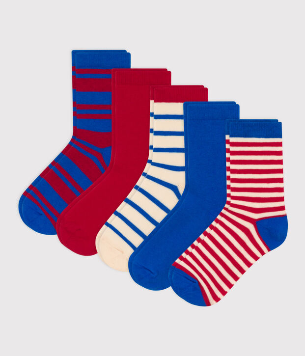 Juego de 5 pares de calcetines de punto de algod&oacute;n con rayas para ni&ntilde;os multicolor