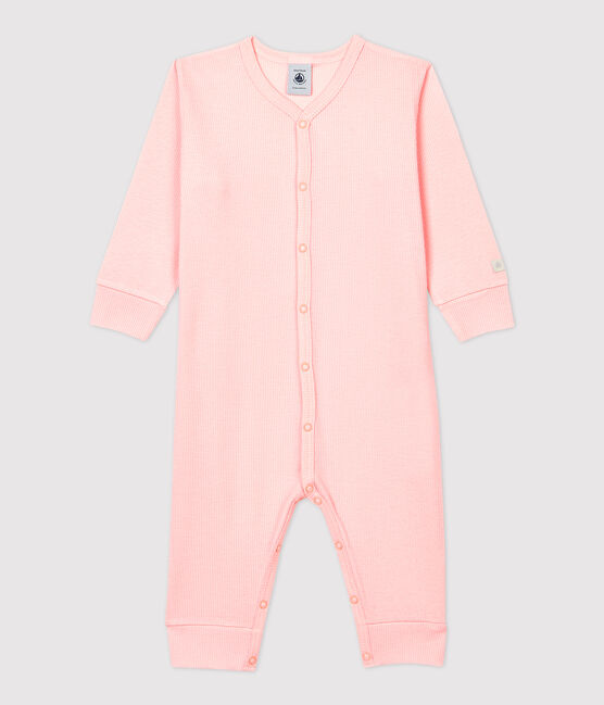 Pelele sin pies de bebé liso de algodón y lyocell rosa MINOIS