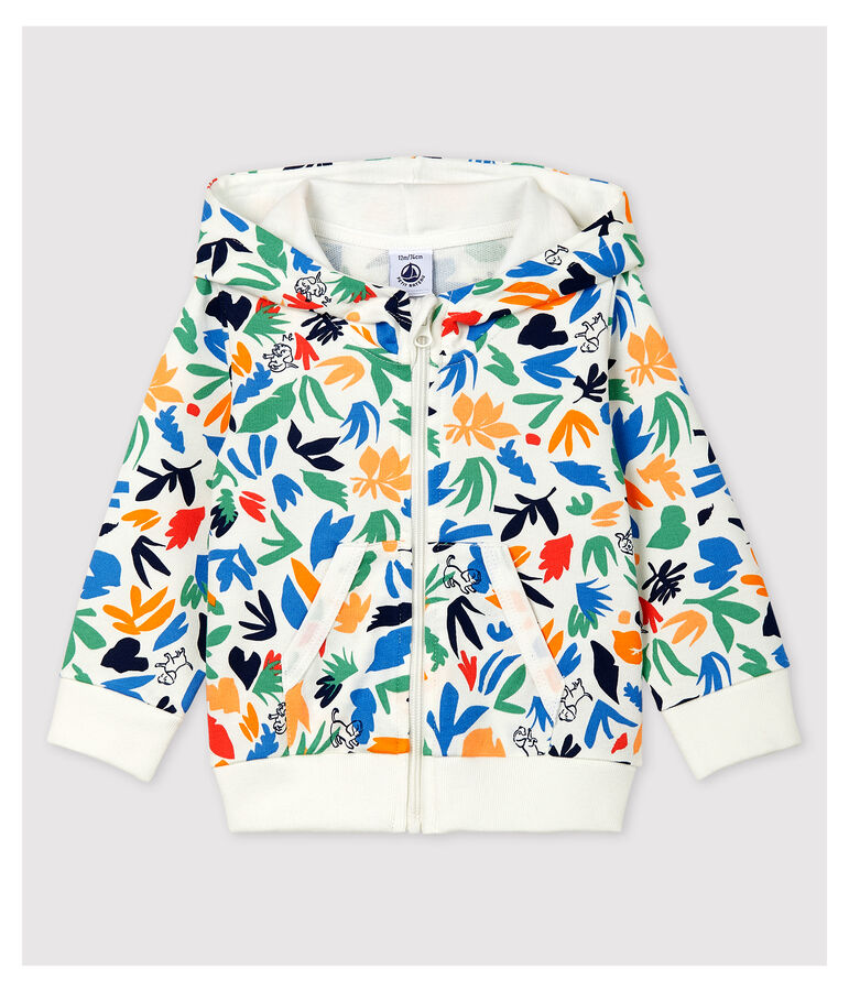 C&aacute;rdigan de mulet&oacute;n de beb&eacute;. blanco/multicolor