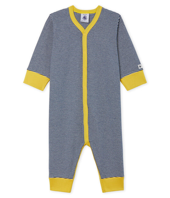 Pijama sin pies de punto para bebé niño azul MEDIEVAL/blanco MARSHMALLOW