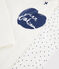 Pijama mini de corazones de niña de punto blanco MARSHMALLOW/azul MEDIEVAL