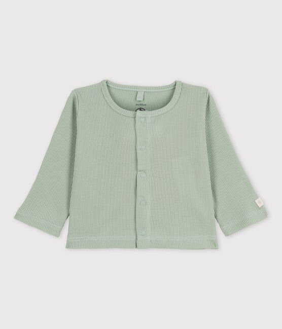Cárdigan de algodón y lyocell de bebé verde HERBIER