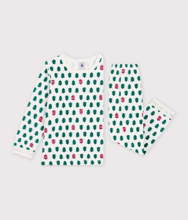 Pijama infantil de terciopelo con estampado blanco/multicolor