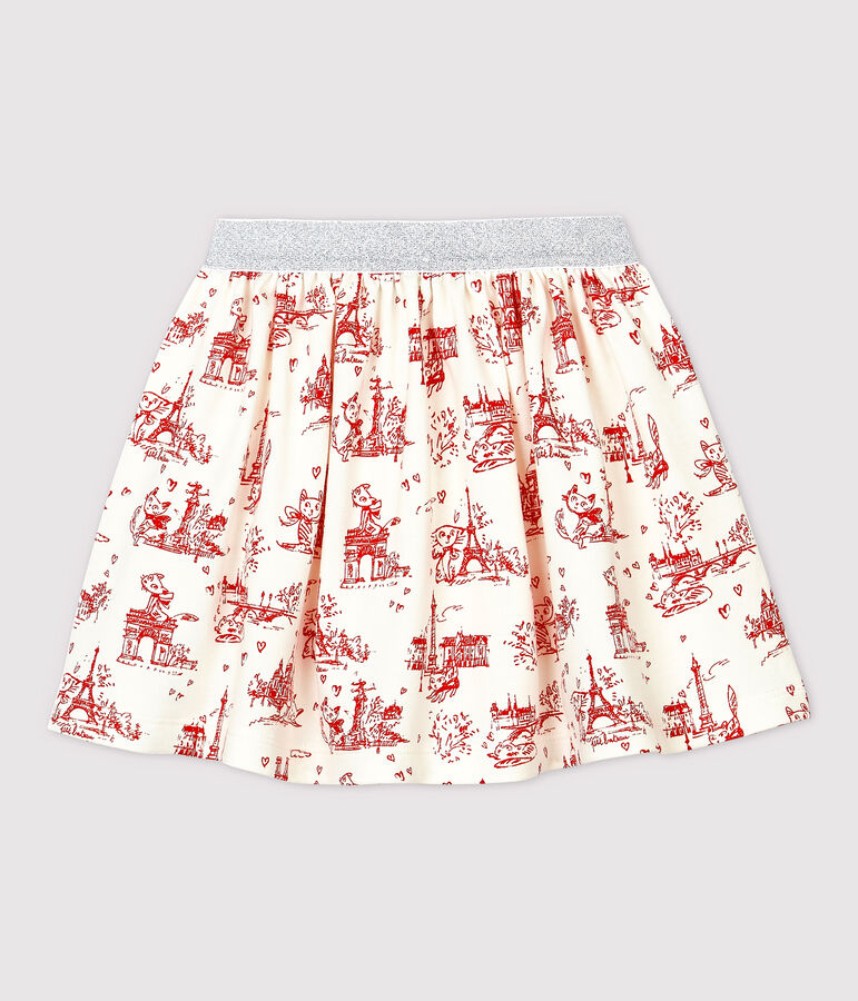 Falda de felpa para ni&ntilde;a blanco/rojo