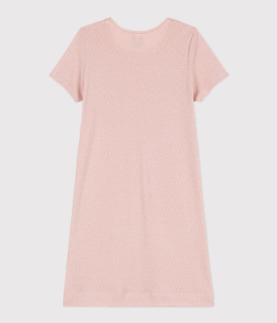 Camisón liso de algodón calado para niña rosa SALINE