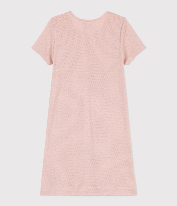 Camis&oacute;n liso de algod&oacute;n calado para ni&ntilde;a rosa