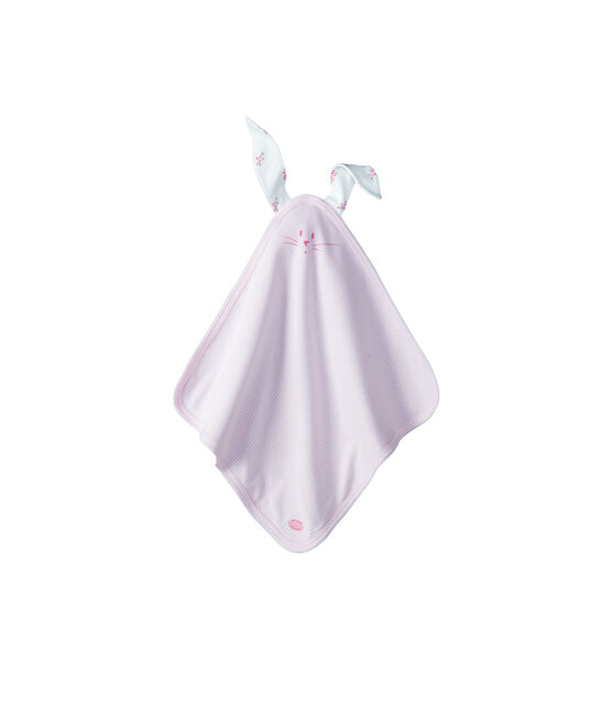 Peluche de conejo para bebé de punto blanco LAIT/rosa PIVOINE