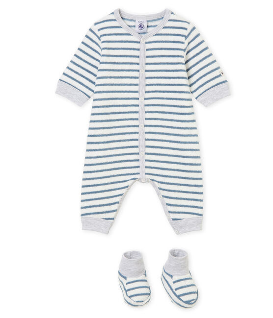 Pelele de noche para bebé niño blanco MARSHMALLOW/azul ASTRO