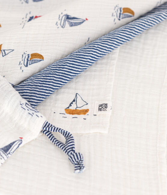 Juego de 3 muselinas para bebé con estampado de barcos y milrayas blanco MARSHMALLOW/azul MEDIEVAL/ MULTICO
