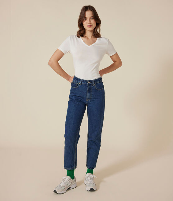 Camiseta Iconique de manga corta de punto liso para mujer blanco ECUME