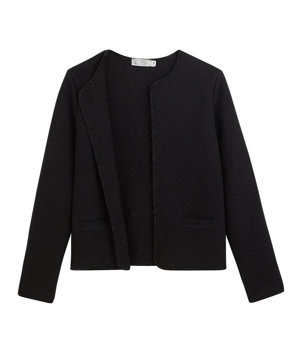 Chaqueta c&aacute;rdigan de t&uacute;bico mujer negro/amarillo