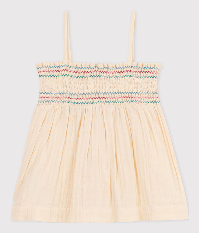 Blusa sin mangas de gasa de algod&oacute;n para ni&ntilde;a crudo