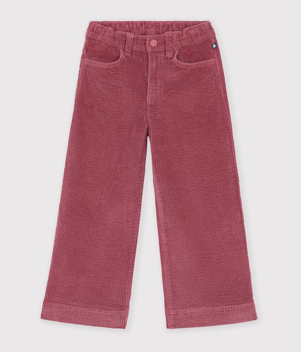 Pantal&oacute;n infantil wide leg de terciopelo rosa