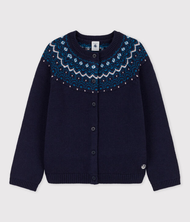C&aacute;rdigan de lana y algod&oacute;n de ni&ntilde;a azul/multicolor