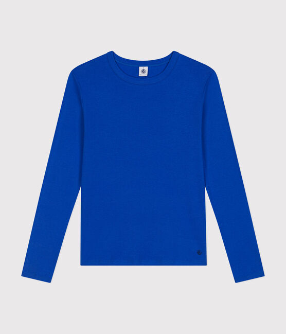Camiseta L'ICONIQUE de algodón con cuello redondo para mujer azul CALVIN