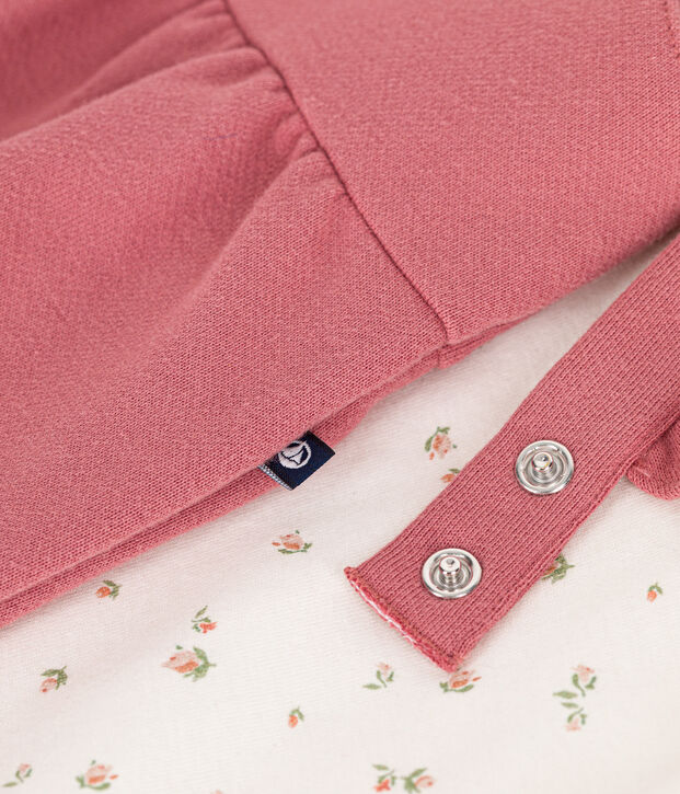 Conjunto de peto de felpa y camiseta de algod&oacute;n para beb&eacute; rosa/multicolor