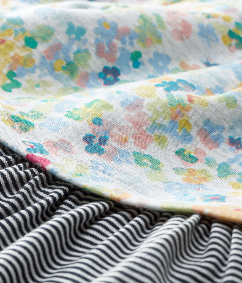 Vestido de manga larga de punto de beb&eacute; ni&ntilde;a. gris POUSSIERE/blanco MULTICO