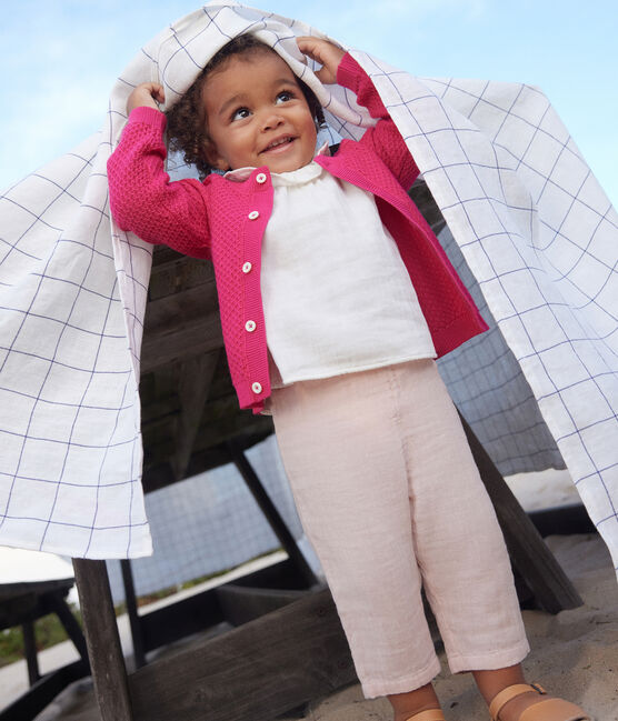 Cárdigan de punto de algodón para bebé rosa DELHI