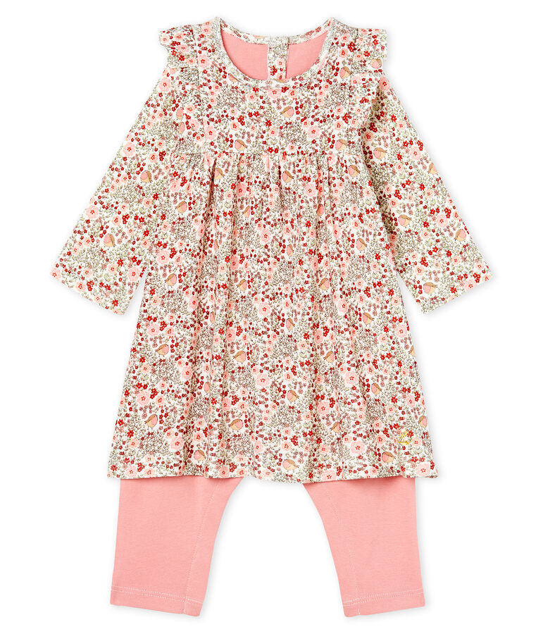 Vestido tipo leggings estampados para beb&eacute; ni&ntilde;a blanco/multicolor