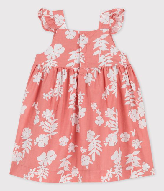 Vestido de popelina con estampado hawaiano para bebé rosa PAPAYE/ MARSHMALLOW