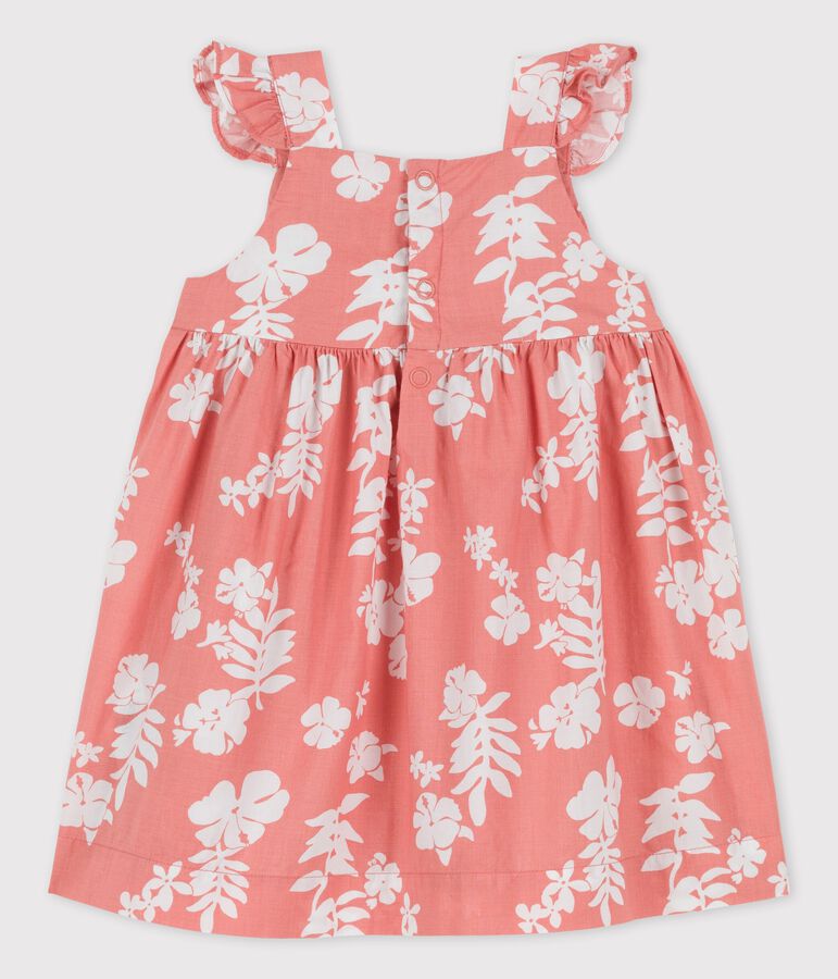 Vestido de popelina con estampado hawaiano para beb&eacute; rosa/blanco