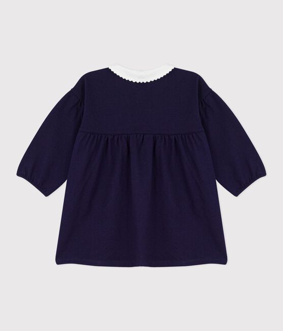 Vestido liso de algodón de manga larga con cuello y detalles bordados para bebé SOIR