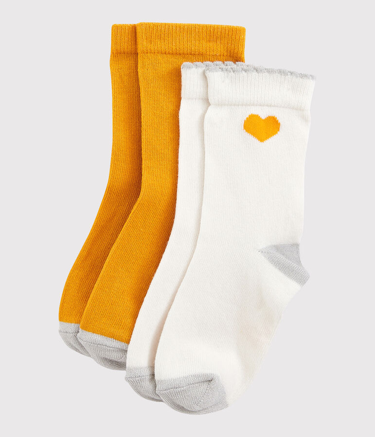 Juego de 2 pares de calcetines de ni&ntilde;a multicolor