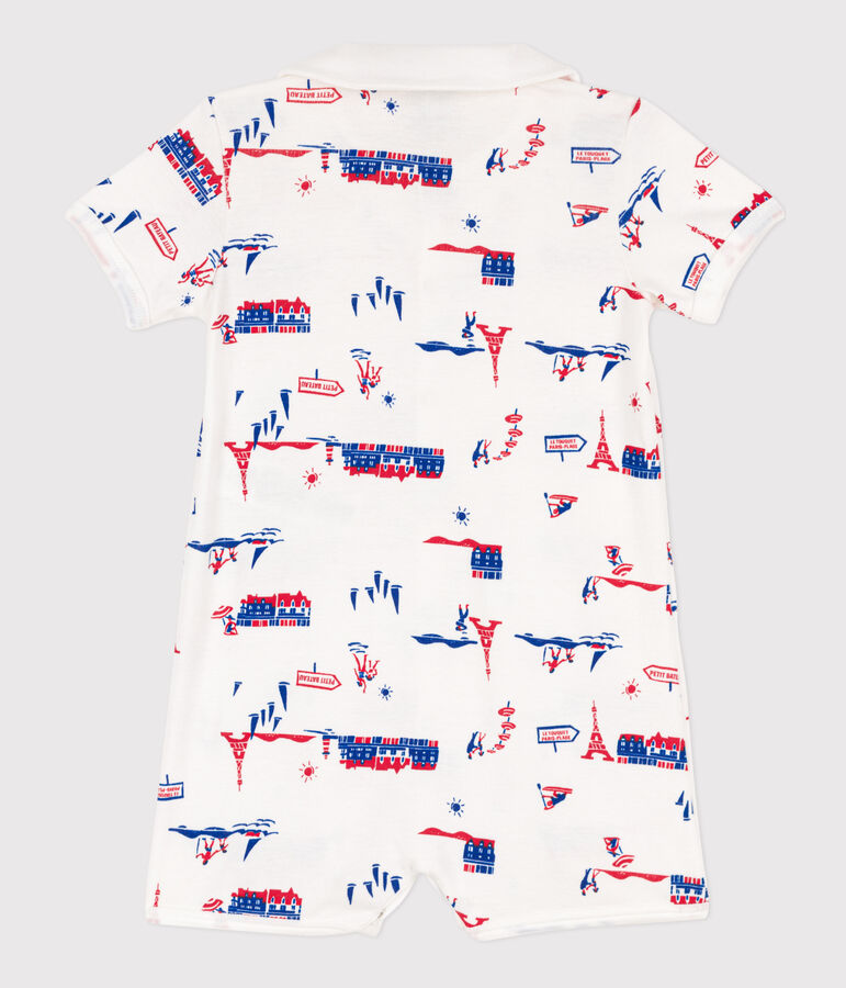 Mono corto de algod&oacute;n con motivo de Par&iacute;s para beb&eacute; blanco/multicolor