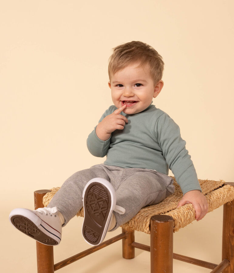 Body de manga larga con cuello vuelto para beb&eacute; verde