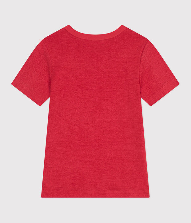 Camiseta de lino de manga corta para mujer rojo