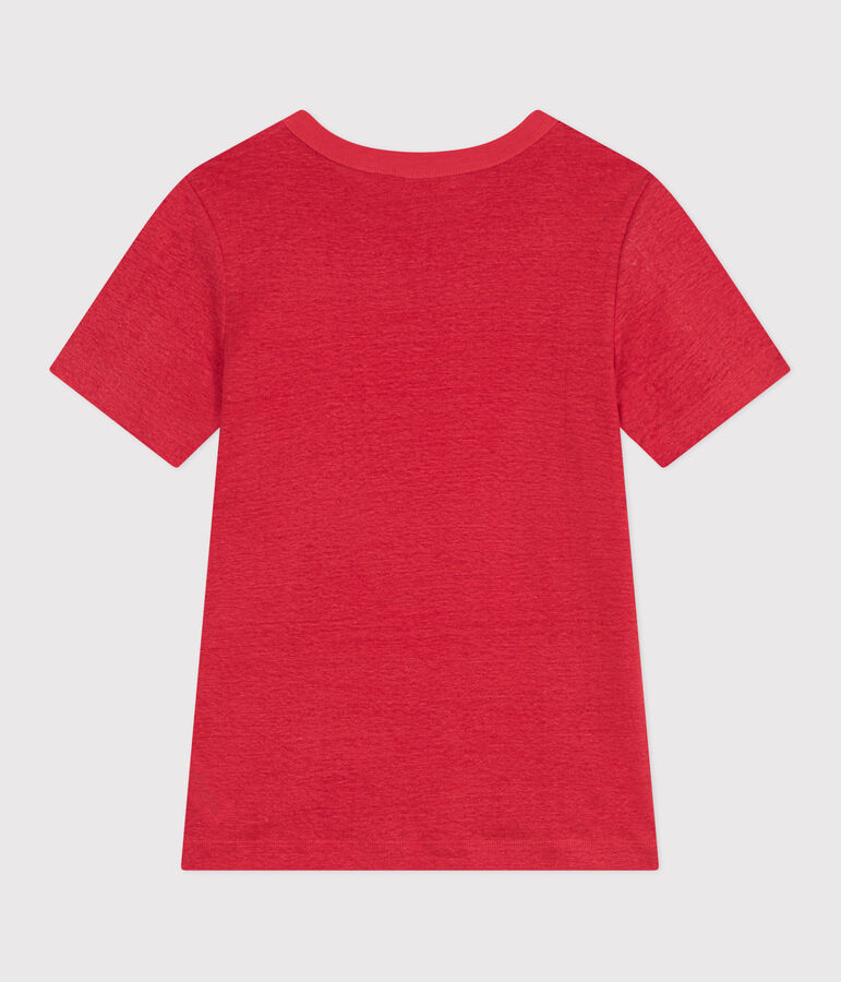 Camiseta de lino de manga corta para mujer rojo