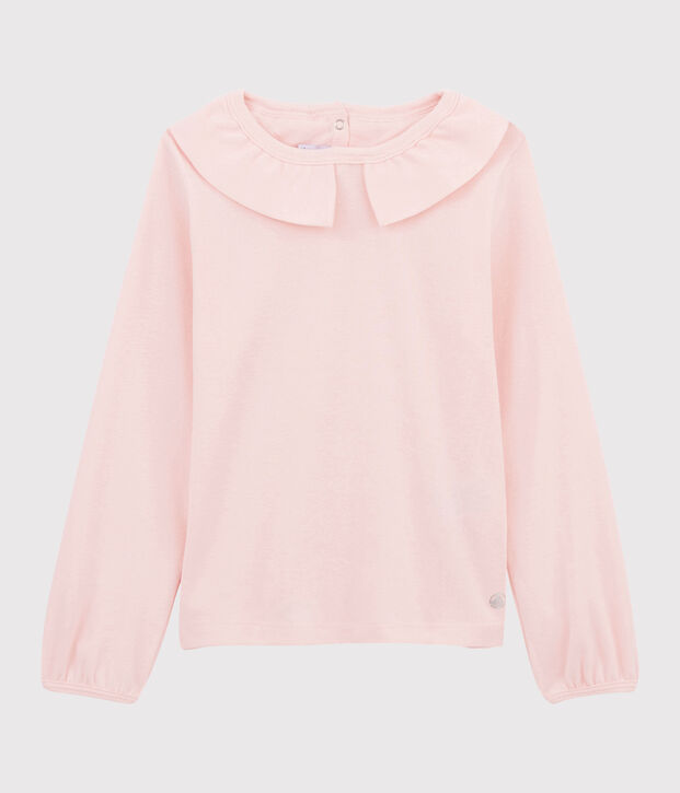 Camiseta con cuello de ni&ntilde;a rosa