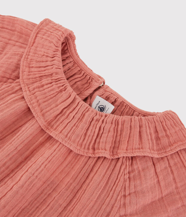 Blusa de gasa de algod&oacute;n org&aacute;nico para ni&ntilde;a rosa