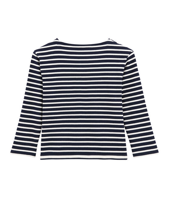 Camiseta para mujer a raya en jersey grueso azul SMOKING/beige COQUILLE