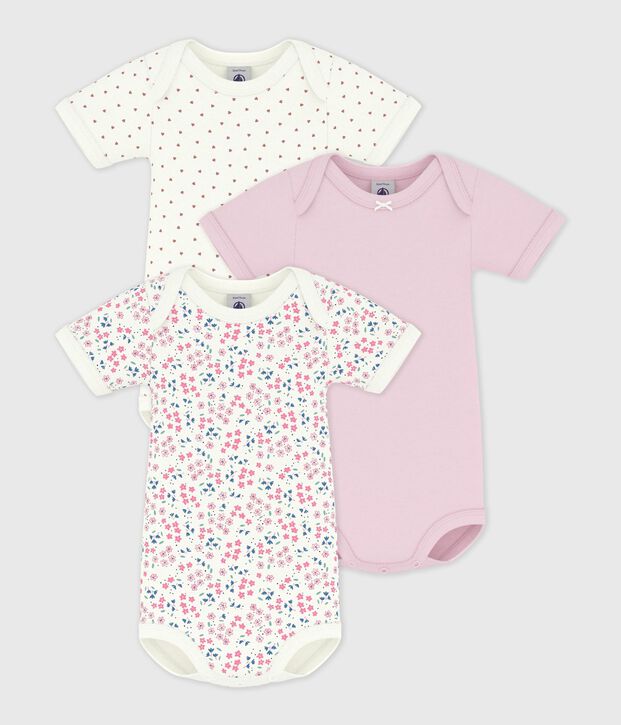 Juego de bodies de algod&oacute;n de manga corta con estampado de flores para beb&eacute; multicolor