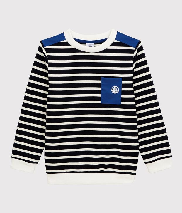 Sudadera de punto de ni&ntilde;o azul/blanco