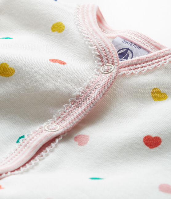 Pijama sin pies de punto para bebé niña blanco MARSHMALLOW/ MULTICO CN