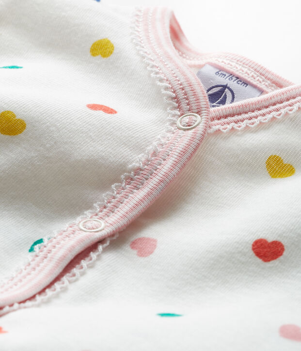 Pijama sin pies de punto para beb&eacute; ni&ntilde;a blanco/multicolor