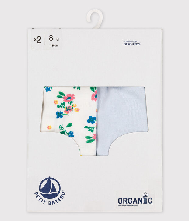 Juego de 2 braguitas con estampado de flores de ni&ntilde;a de algod&oacute;n org&aacute;nico multicolor